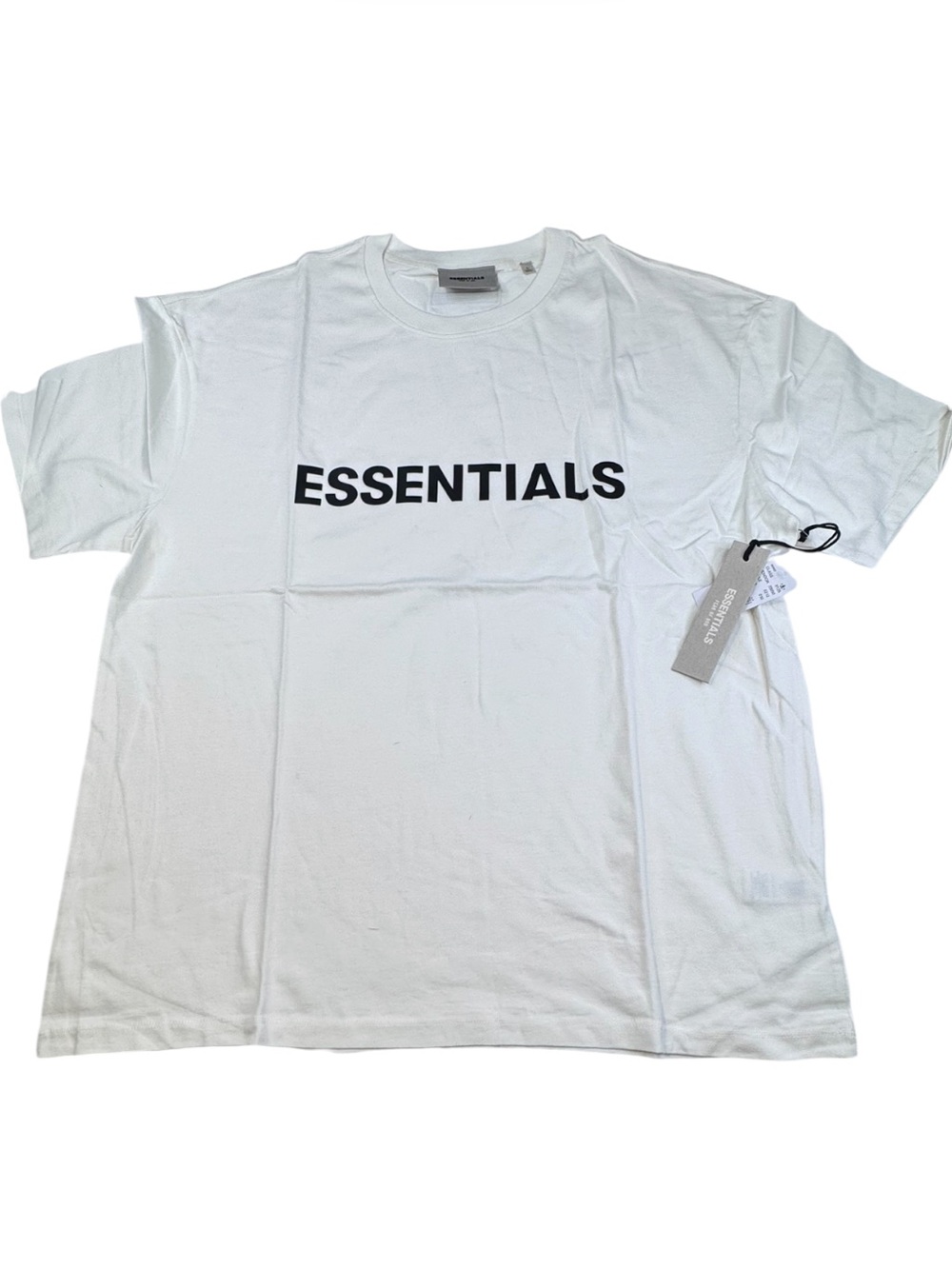 NWT Fear of God Essentials T-Shirt Men Large Off White Cotton Overside Tee Logo
